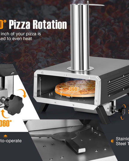 Giantex Pizza Oven Outdoor - 360° Rotating Pizza Stone