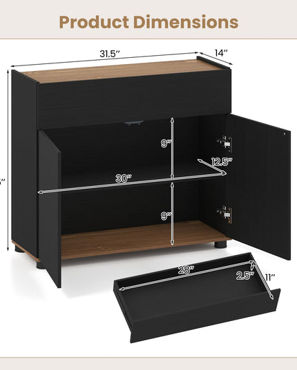 Giantex Sideboard Buffet Cabinet with Storage with Drawer and Push-to-Open Doors