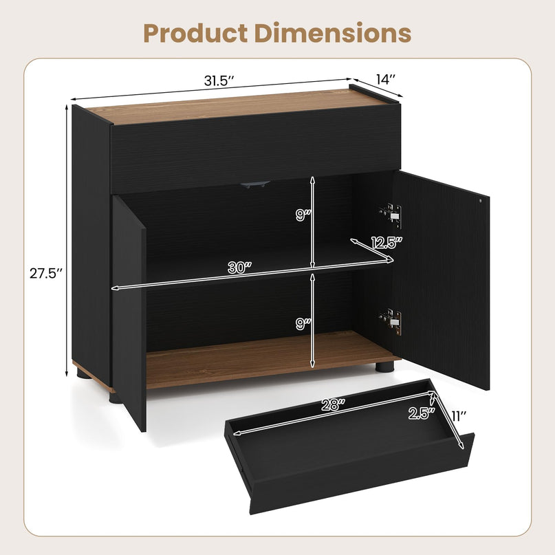 Buffet commode Giantex avec rangement, tiroir et portes à ouverture par pression