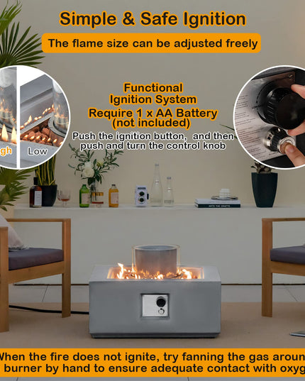 Giantex Fountain Fire Pit Table - 50,000 BTU Square Fire Table w/ Middle Fountain