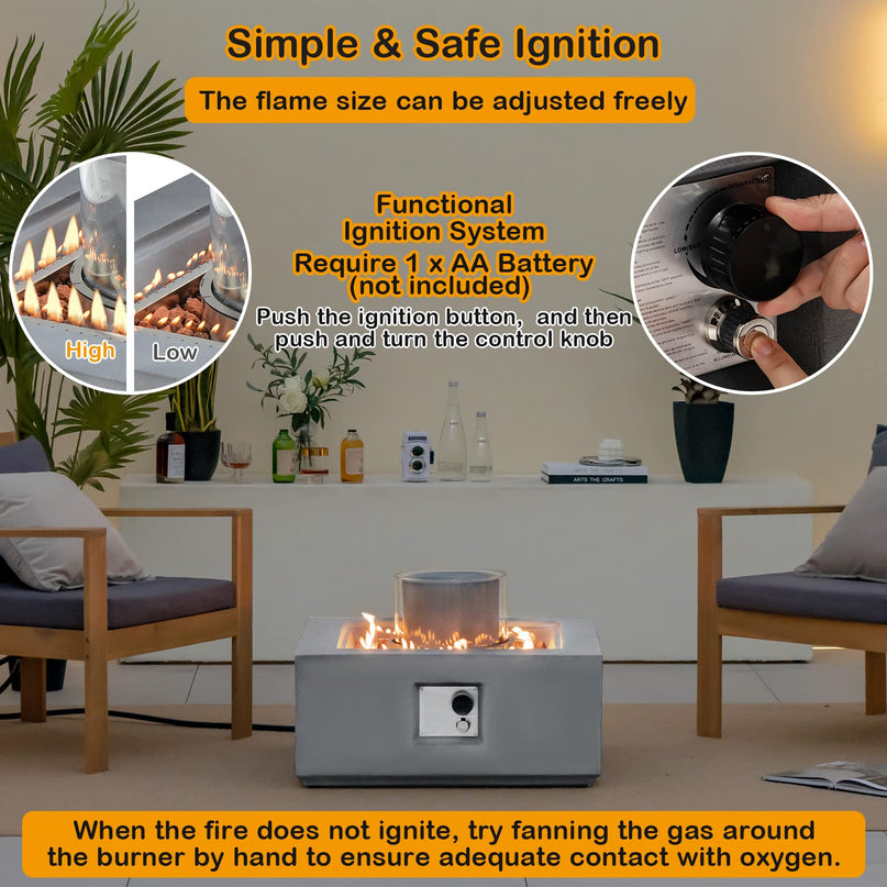 Giantex Fountain Fire Pit Table - 50,000 BTU Square Fire Table w/ Middle Fountain