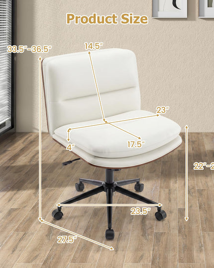 Giantex Armless Office Chair with Wheels for Home Office & Bedroom