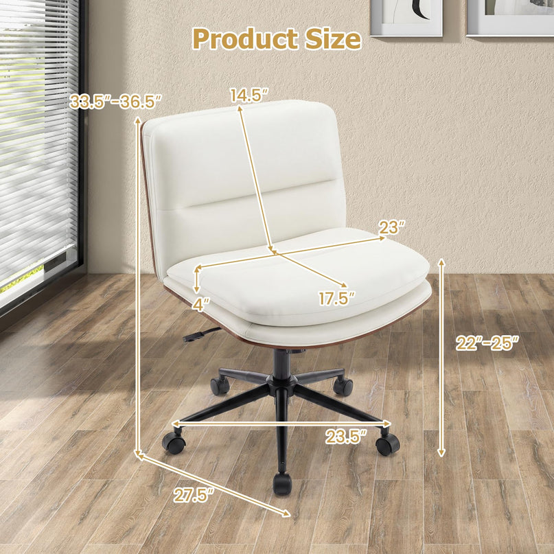 Giantex Armless Office Chair with Wheels for Home Office & Bedroom