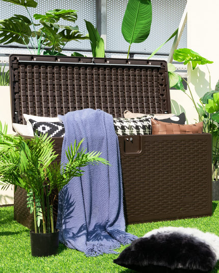 Giantex Patio Deck Box - Outdoor Storage Bin with Flip Lid, Lock Hole, 31-130 Gallons