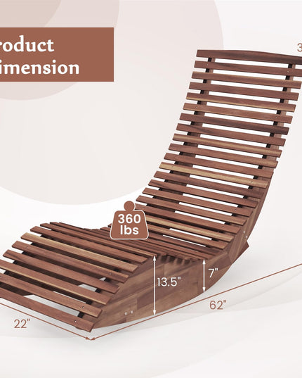 Giantex Outdoor Chaise Lounge Chair - Set of 2 Acacia Wood Outdoor Lounger