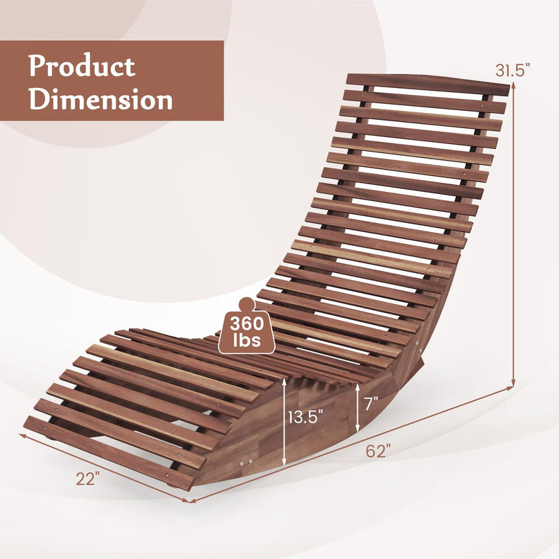 Giantex Outdoor Chaise Lounge Chair - Set of 2 Acacia Wood Outdoor Lounger