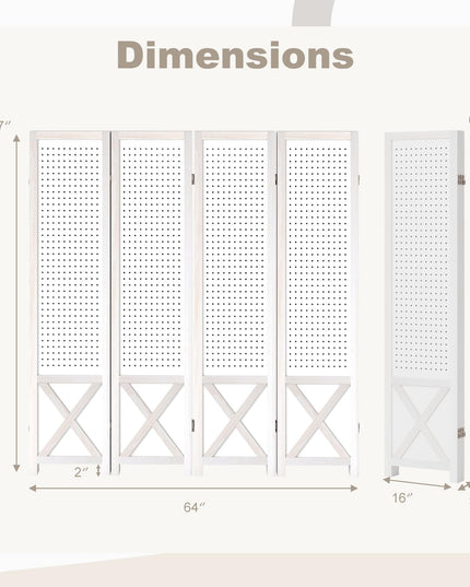 Giantex 4/6 Panel Pegboard Room Divider | 5.6FT Folding Privacy Screen with Peg Board Storage
