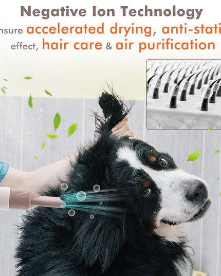 Giantex Dog Dryer, Dog Hair Dryer with Adjustable Air Speed and Temperature Control, 4 Nozzles, Negative Ion Function