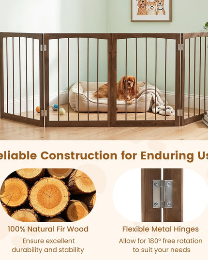 Giantex Freestanding Foldable Dog Gate Indoor 211cm W x 76cm H Extra Wide