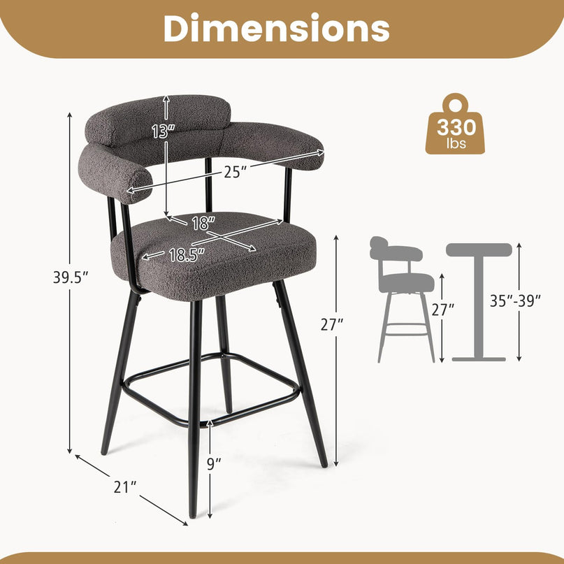 Giantex Swivel Bar Stools Set of 2/4 with Metal Legs & Footrest for Kitchen Island
