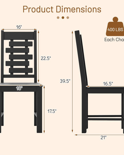 Giantex Wooden Dining Chairs Set of 2/4 with High & Tilted Backrest