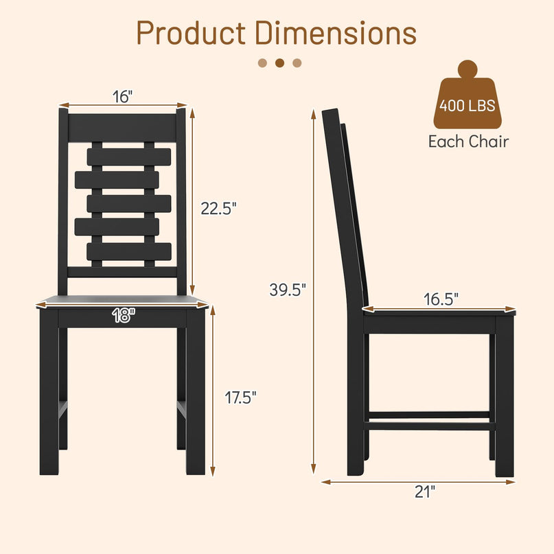 Giantex Wooden Dining Chairs Set of 2/4 with High & Tilted Backrest