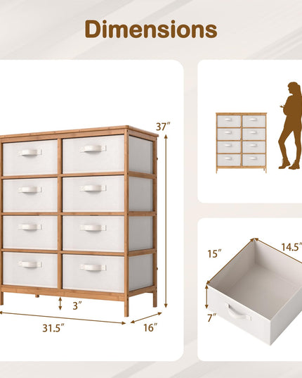 Meuble de rangement Giantex en bambou à 8 tiroirs pour salon ou couloir