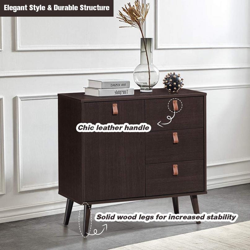 Giantex Sideboard Storage Cabinet with Doors and Adjustable Shelf (Dark Brown)