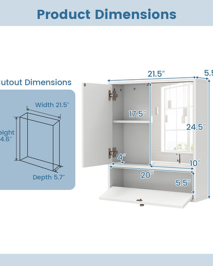 Giantex Medicine Cabinet, Bathroom Wall Mount Cabinet with Mirrored Door