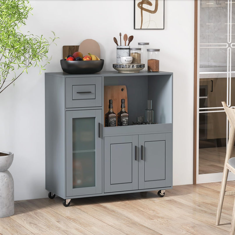 Giantex Kitchen Island with Storage, Kitchen Cart with Wheels