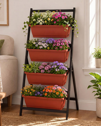 Giantex 4-Tier Vertical Garden Planter for Herbs Vegetables Flowers Fruits Indoor Outdoor