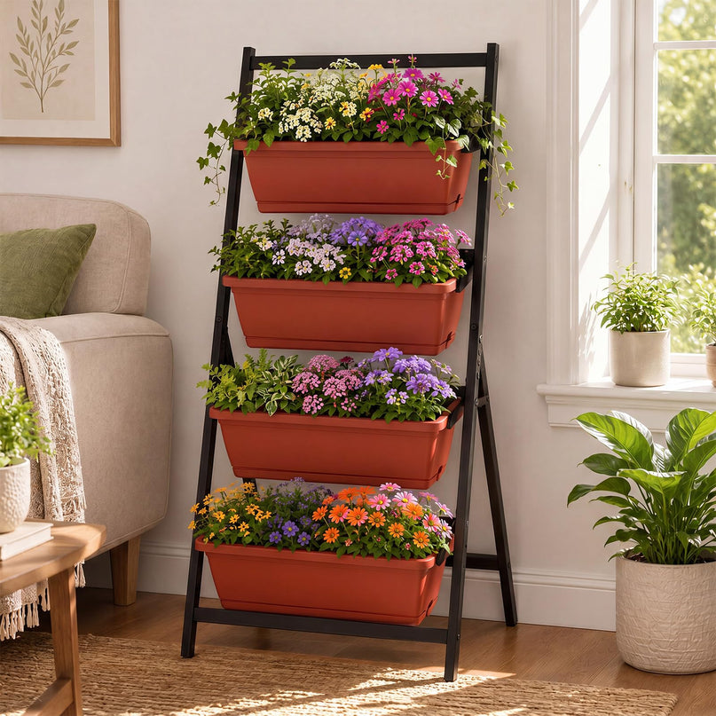 Giantex 4-Tier Vertical Garden Planter for Herbs Vegetables Flowers Fruits Indoor Outdoor