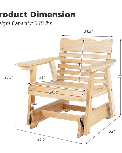 Giantex Outdoor Glider Rocking Chair - Set of 2 Wood Porch Rocker
