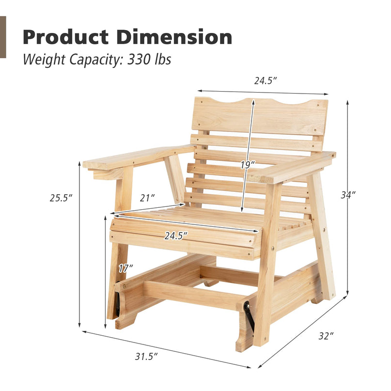 Giantex Outdoor Glider Rocking Chair - Set of 2 Wood Porch Rocker