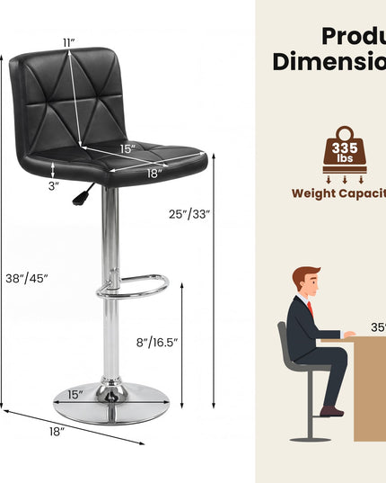 Giantex Adjustable Bar Chairs with Back and Footrest for Kitchen Island