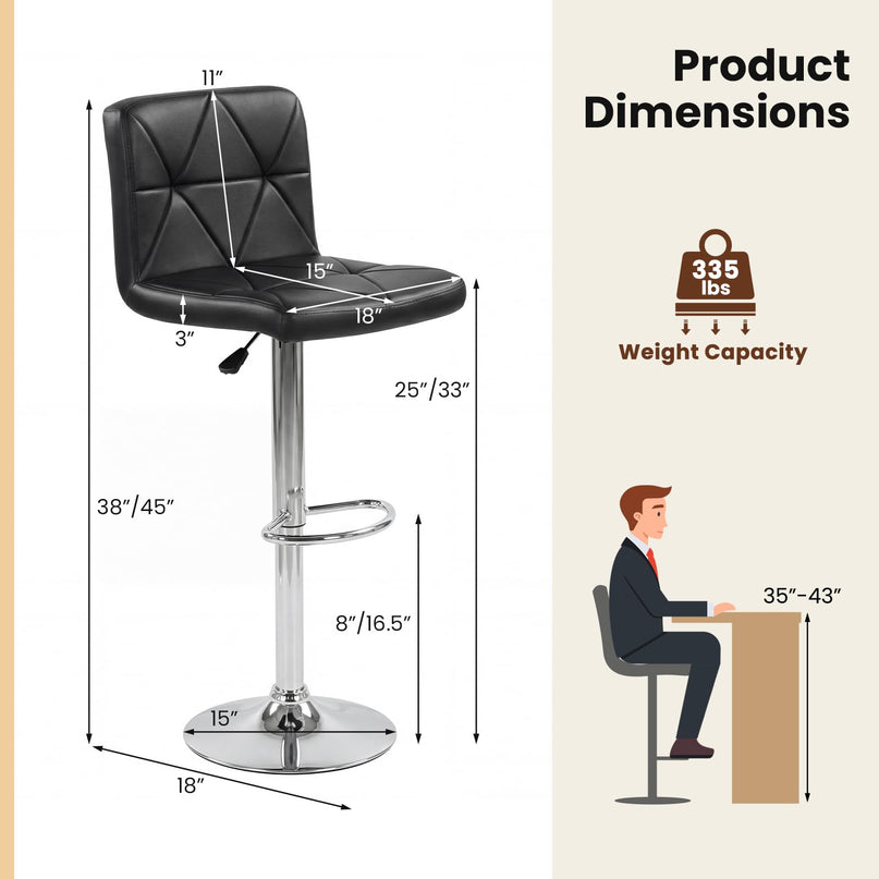 Chaises de bar réglables Giantex avec dossier et repose-pieds pour îlot de cuisine
