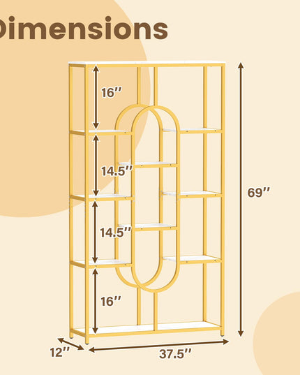 Giantex Étagère à Livres à 5 Niveaux | Bibliothèque Géométrique de 175 cm avec 10 Étagères Ouvertes (1/2)