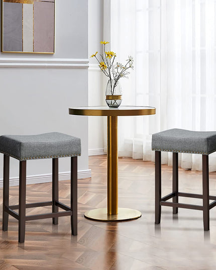Giantex Backless Counter Height Stools with Brass Nail Head Studs