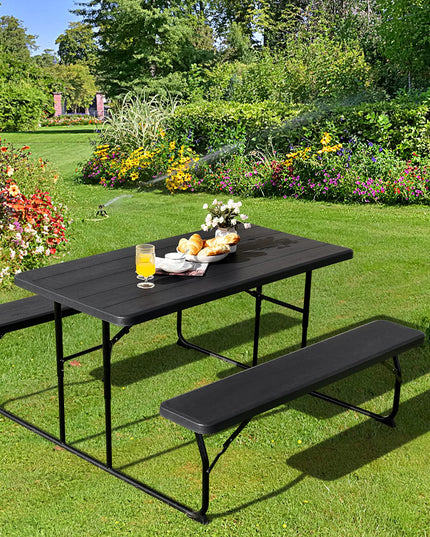 Giantex Folding Outdoor Dining Table Set, Large Camping Table for Patio Deck Lawn