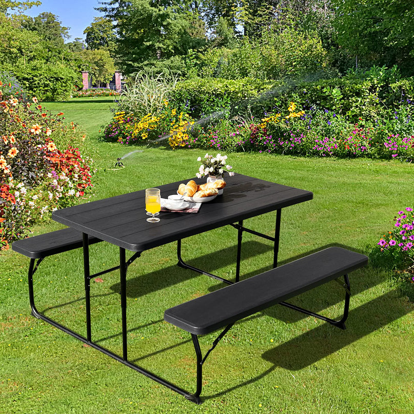 Giantex Folding Outdoor Dining Table Set, Large Camping Table for Patio Deck Lawn