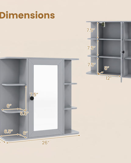 Giantex Wall Mounted Bathroom Medicine Cabinet with Mirror & Shelves
