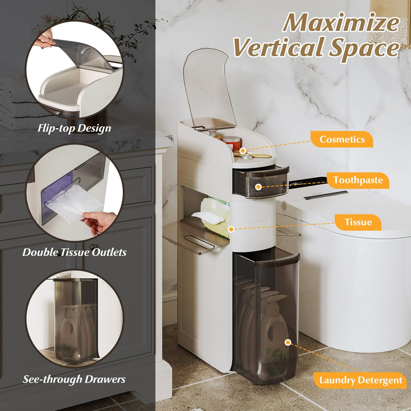 Giantex 4/5/6-Tiers Narrow Bathroom Storage Cabinet