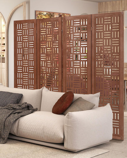 Giantex Room Divider - Folding Room Dividers with Carved Cutout Pattern & Solid Wood Frame