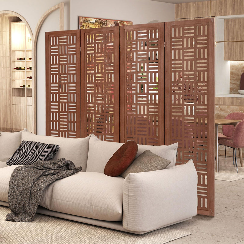 Giantex Room Divider - Folding Room Dividers with Carved Cutout Pattern & Solid Wood Frame