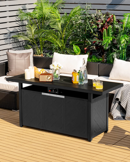 Giantex Gas Fire Table, Rectangular Outdoor Patio Propane Firepit Table