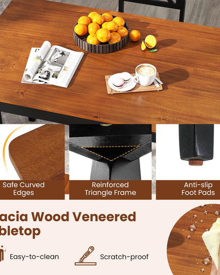 Giantex 5 Piece Dining Table Set for 4 with Rubber Wood Legs