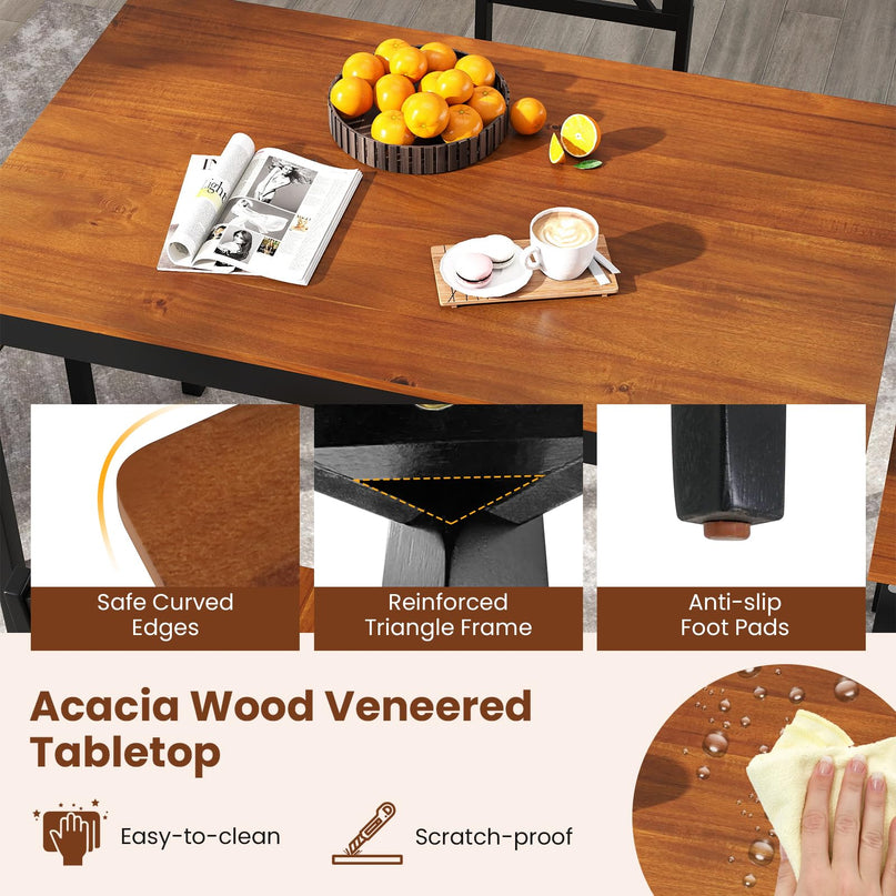 Giantex 5 Piece Dining Table Set for 4 with Rubber Wood Legs