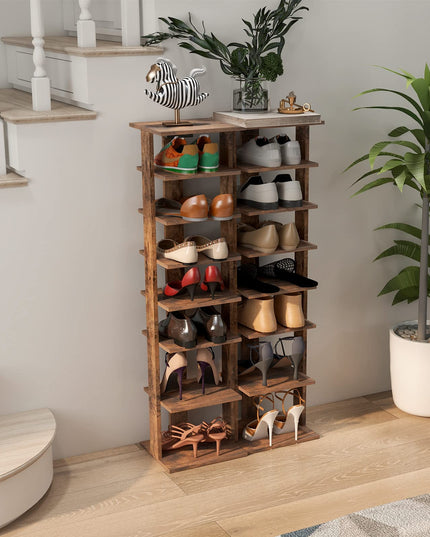 Giantex 7-Tier Vertical Shoe Rack, Corner Shoe Storage Organizer for 7 Pairs, Freestanding Narrow Shoe Rack