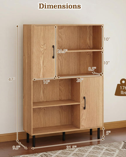 Meuble de Rangement Giantex à 4 Niveaux et Portes, 119 cm