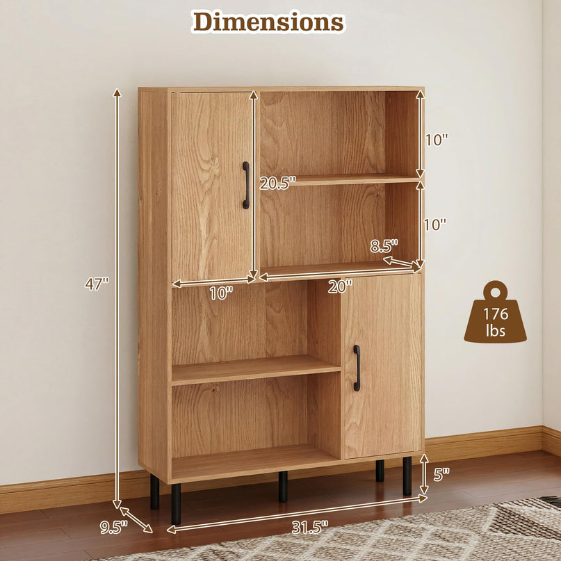 Meuble de Rangement Giantex à 4 Niveaux et Portes, 119 cm