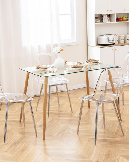 Giantex Clear Dining Chairs Set of 4, Kitchen Chairs w/Transparent Seat & Curved Back