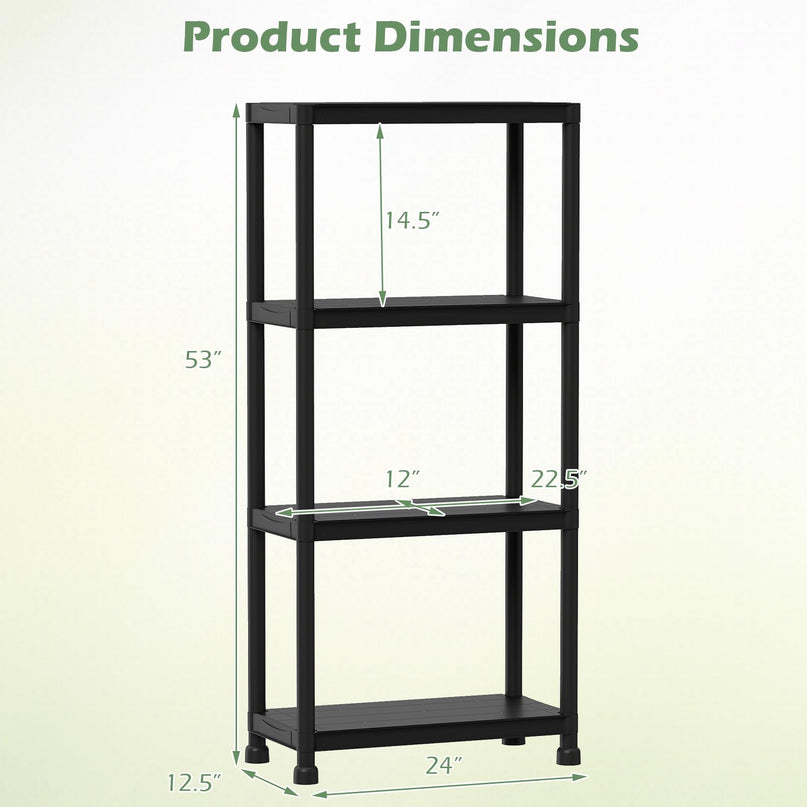 Giantex 4-Tier Heavy-Duty Plastic Storage Shelves（24" x 12.5" x 53")