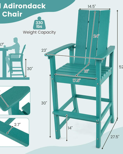 Giantex 52” Tall Adirondack Chair, HDPE Outdoor Bar Stool with Ergonomic Backrest