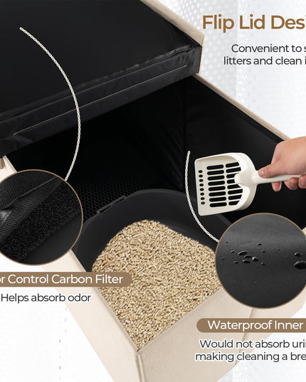 Giantex Cat Litter Box Enclosure - Hidden Cat Litter Box Furniture Ottoman
