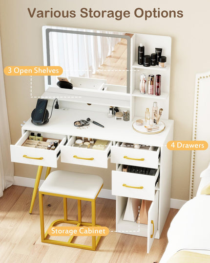 Coiffeuse CHARMAID avec miroir LED et lumières