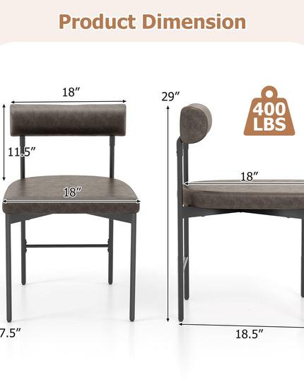 Giantex Dining Chairs, Faux Leather Upholstered Kitchen Side Chair with Padded Backrest and Cushion, Metal Legs