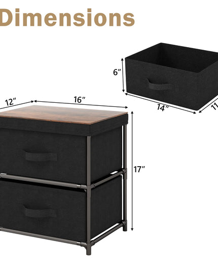 Giantex Nightstand Set of 2 with 2 Fabric Drawers