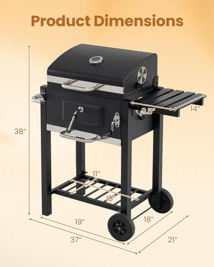 Giantex Outdoor Charcoal Grill with Foldable Side Shelf