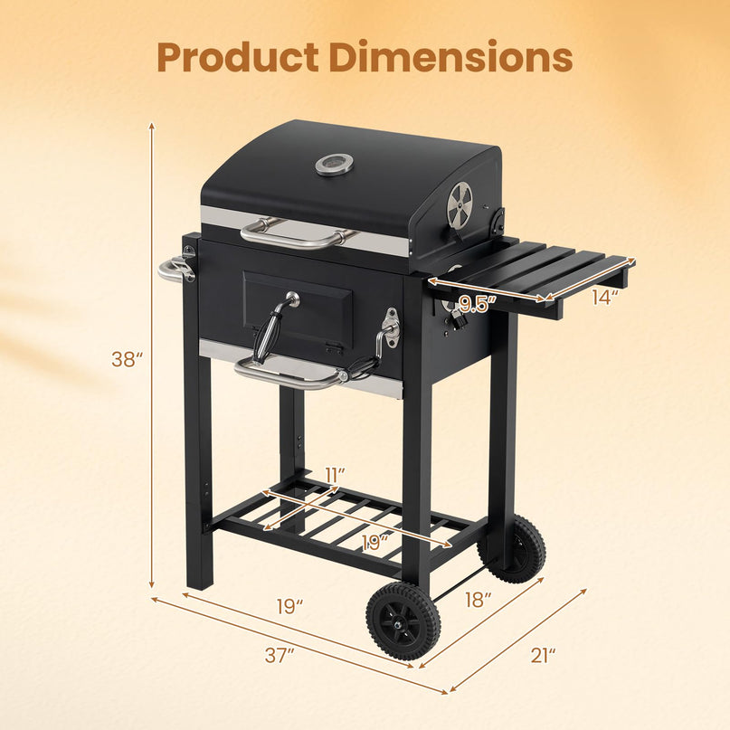 Giantex Outdoor Charcoal Grill with Foldable Side Shelf