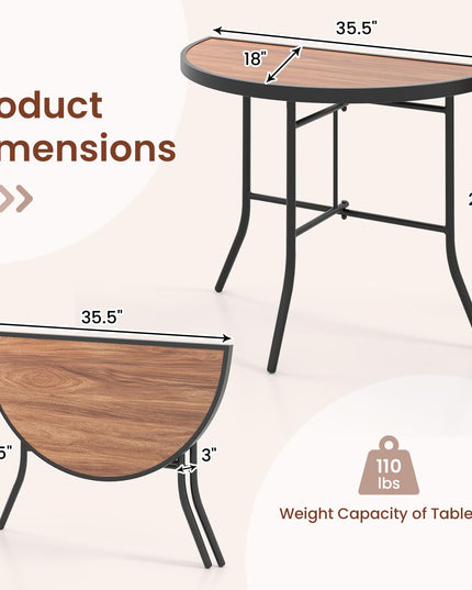 Giantex Half Round Folding Table Half Moon Dining Table